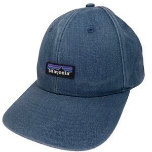 Patagonia Hemp Recycled Organic Cotton NetPlus Denim Snapback Hat Cap Blue Patch